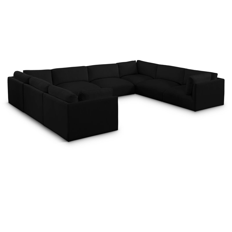 Canapé modulaire réversible en coin de 152 po de largeur Isioma, Tissu de polyester noir