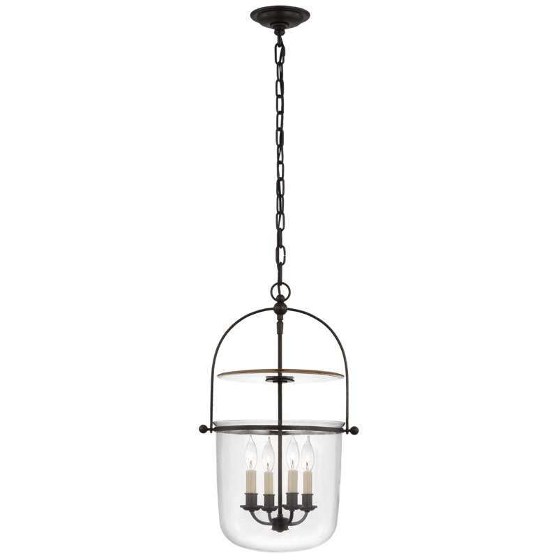 Chapman & Myers Lorford Smoke Bell Lantern, Clear Glass, Aged Iron, 24" H x 14" W x 14" D