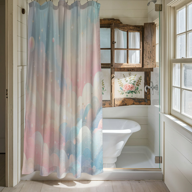 Rideau de douche standard 1 pièce Sparkling Pastel Vibes, H 74 po x l 71 po