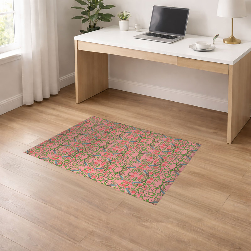Tapis de bureau léger et antidérapant à profil bas Tweetie, L 84 po x P 60 po, Rose