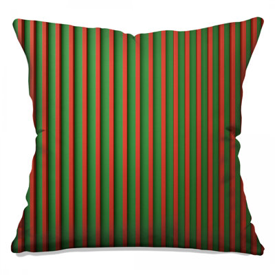 Coussins décoratifs vert et rouge à rayures verticales
