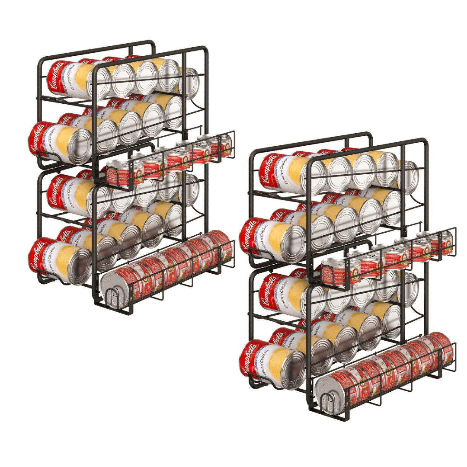 Condreay 3 Tier Stackable Metal Can Organizer, Free Standing Can Storage Dispenser with Side Rack, in Bronze Rebrilliant