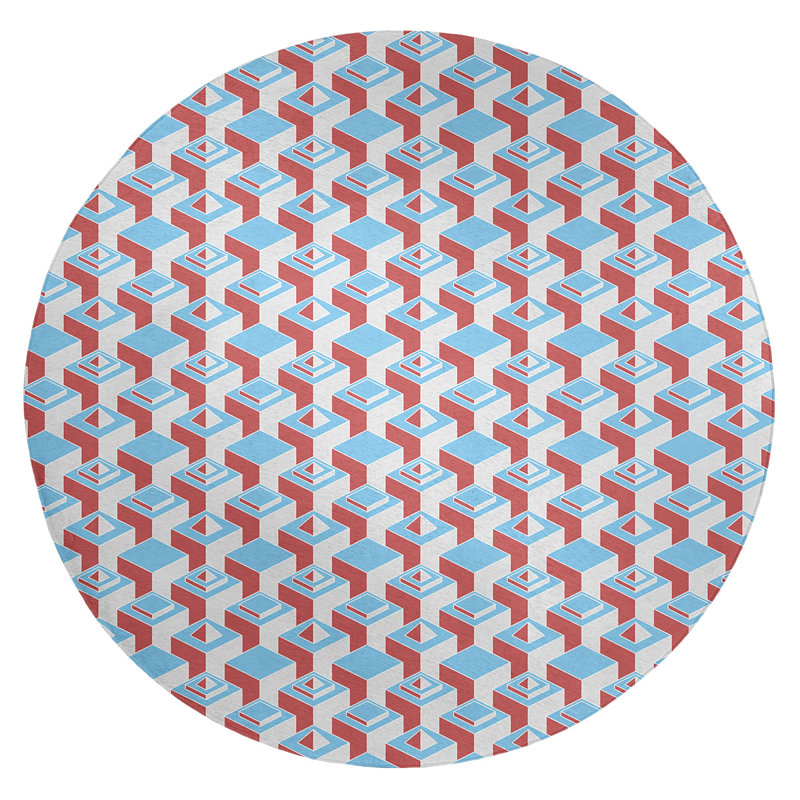 Chenille Geometric Indoor Rug, Round 5'