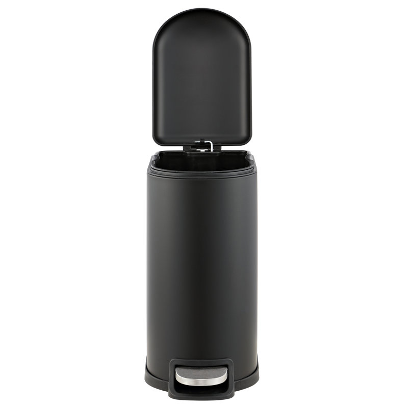 Black Stainless Steel Fingerprint Resistant Step-Open Trash Can