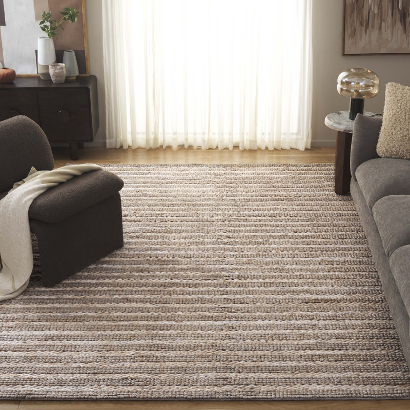 Natural Fiber Pit Loomed Jute Striped Rug, Rectangle 8' x 10'