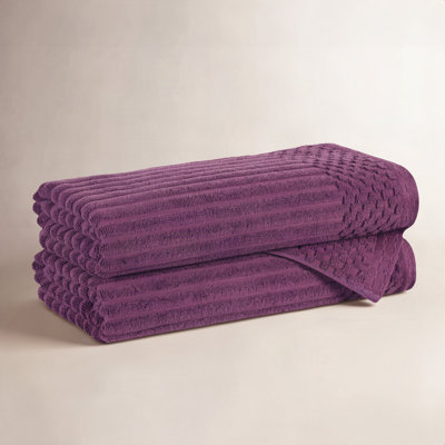 Ruvins Checkered Border Cotton Bath Towel Set