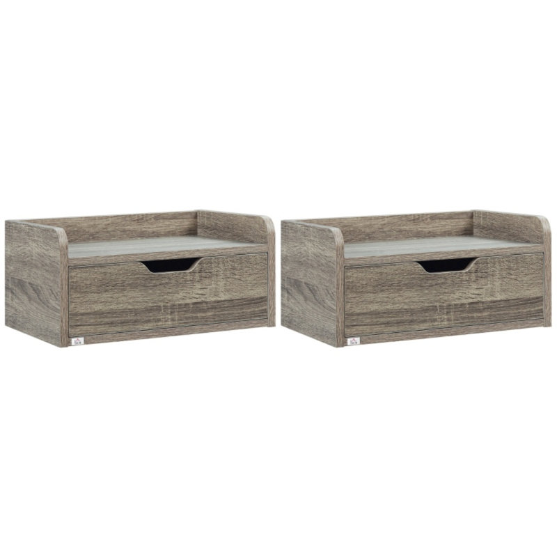40cm W Engineered Wood Bedside Table, Grey