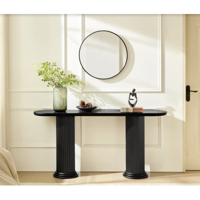 Console de 62,99 pouces de conception moderne avec pieds de style romain, table d'entrée en bois aggloméré avec vestibule en bois pour le salon, le couloir
