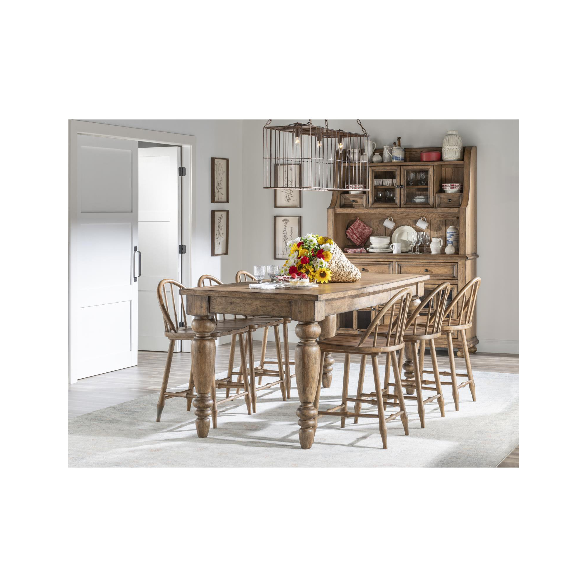 Country Living Extendable Dining Table, Brown, 36"H x 60"L x 36"W