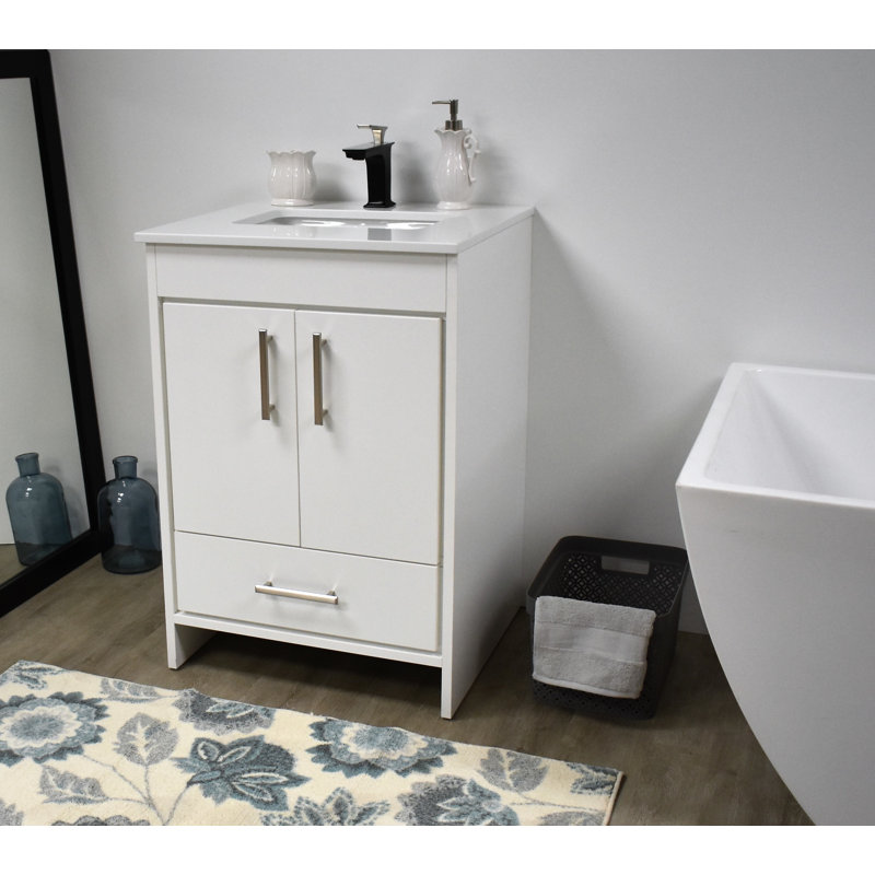 Ensemble de meuble-lavabo simple 24 po Annily, Blanc, Brillant