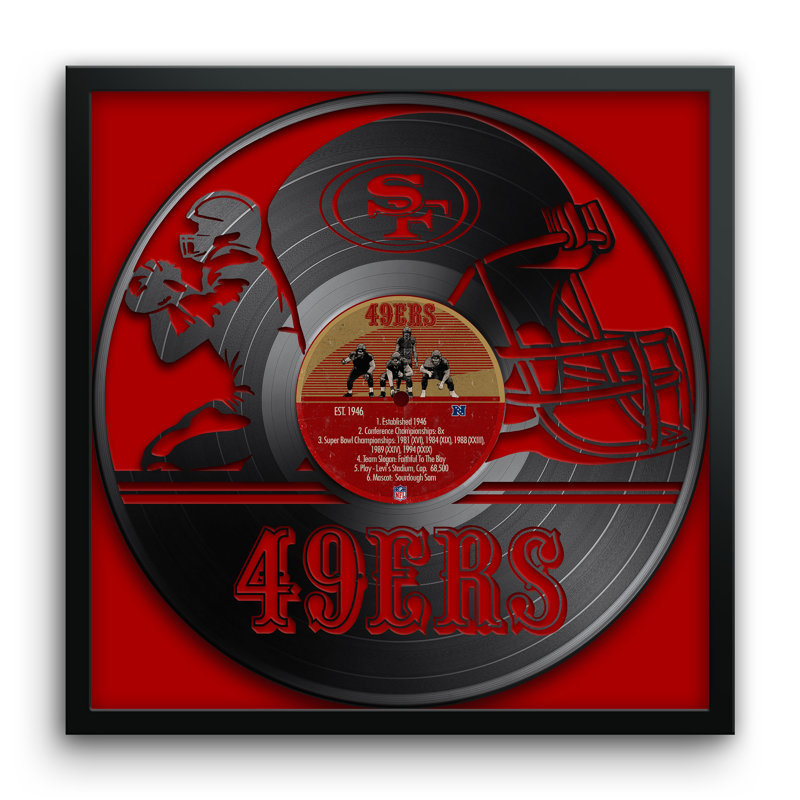 Disque vinyle des 49ers de San Francisco (NFL), impression encadrée 13" x 13".