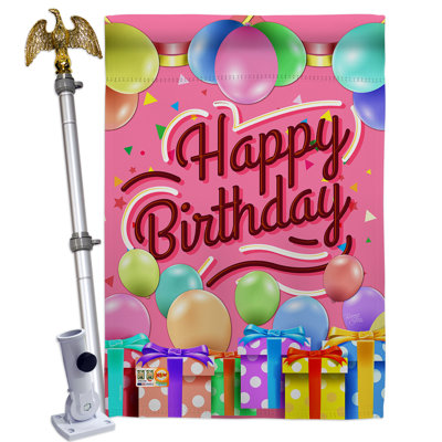 Double Sided 40'' H x 28'' W Polyester Birthday Flag Set