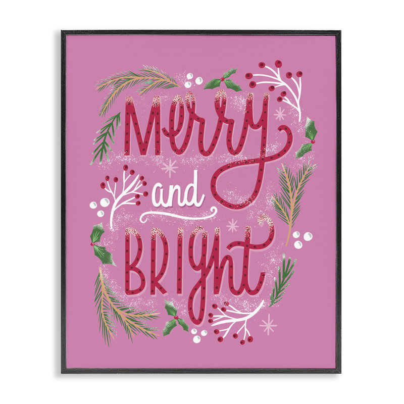 Art mural sur toile «Merry and Bright Pink Pine» par Louise Allen Designs, Giclée encadrée noir minuit, H 30 po x l 24 po