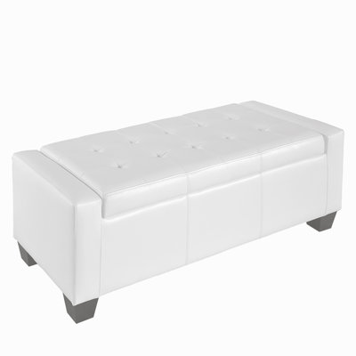 Upholstered Storage Ottoman Bench, 50.5" Faux Leather Rectangular Tufted Storage Ottoman for Living Room, Entryway, or Bedroom