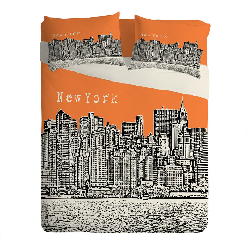 Bird Ave New York Pillowcase, Orange, Standard