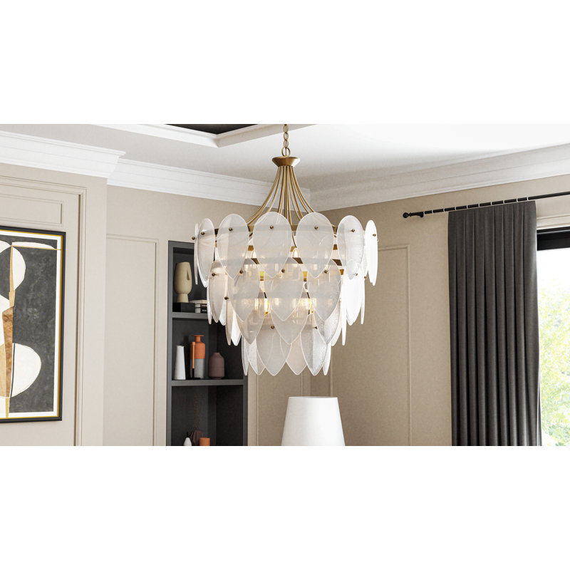 Luminaire suspendu feuille 7 lumières Lilestone, Doré