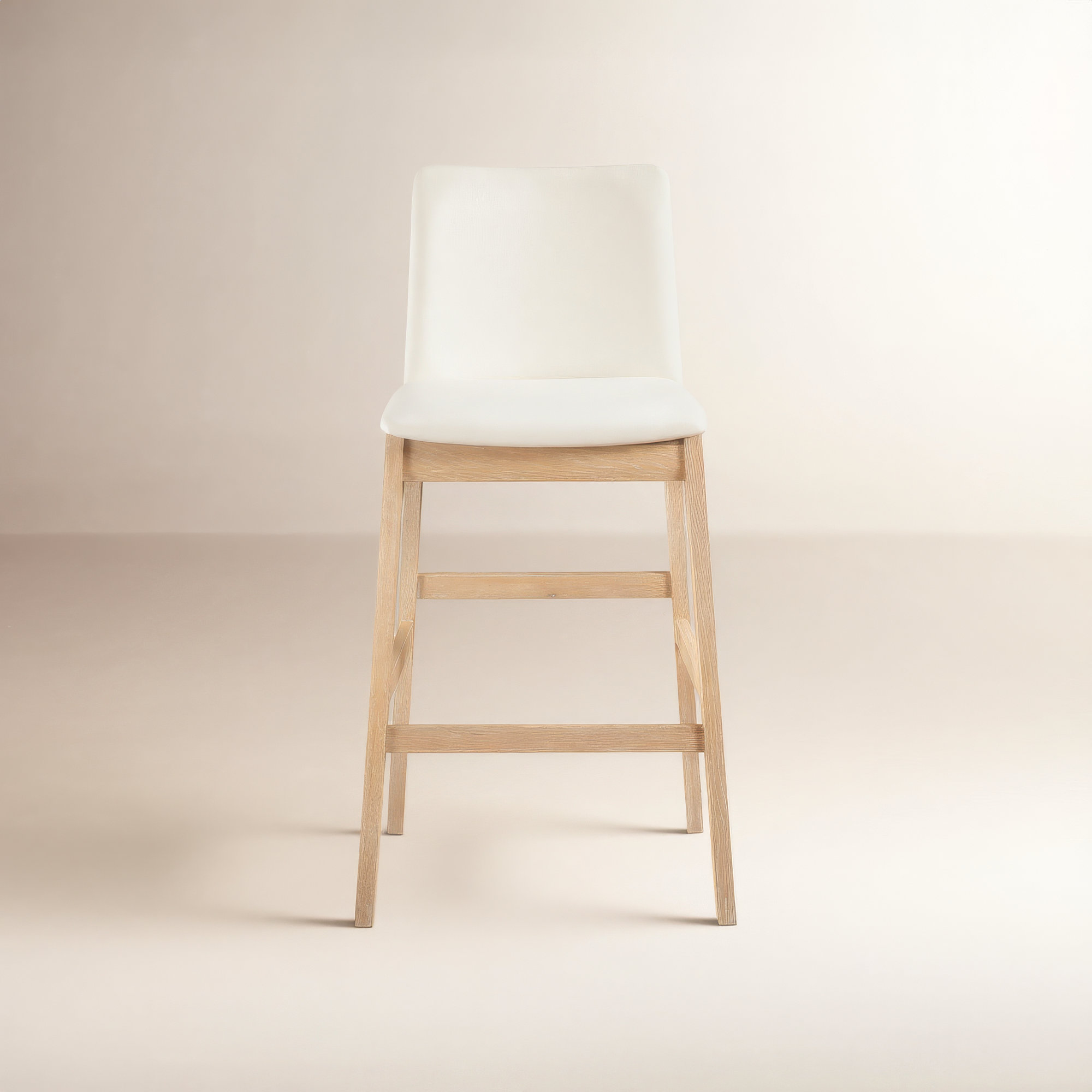 Anrey Counter Stool White PVC, Bar Stool (30” Seat Height), Oak