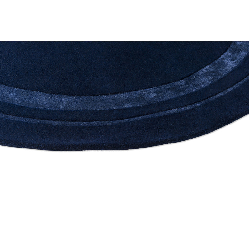 Hand Tufted Wool Area Rug in Blue, Round 6'7"