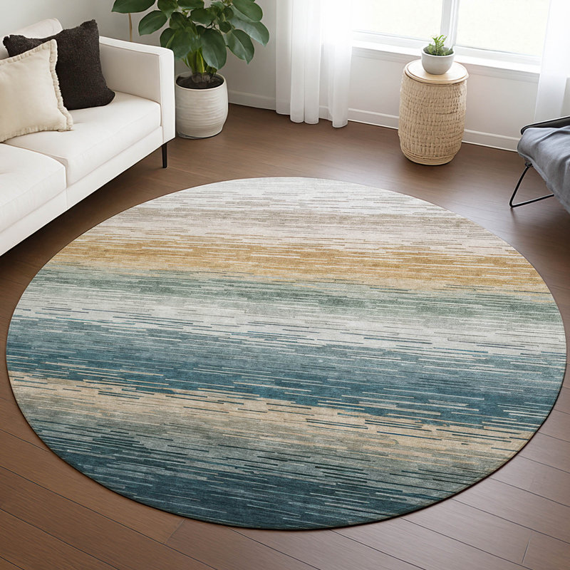 Machine Washable Indoor/Outdoor Chantille ACN2941 Striped Rug, 8' Round
