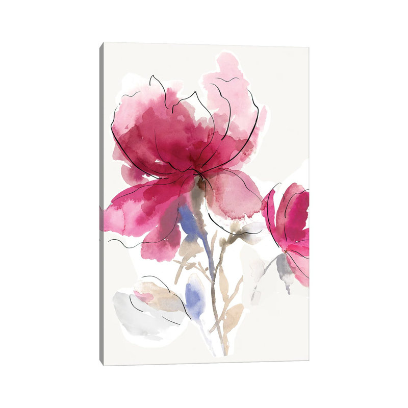 Rosy Bloom I by Asia Jensen - Wrapped Canvas Painting, 20.32 cm H x 30.48 cm W
