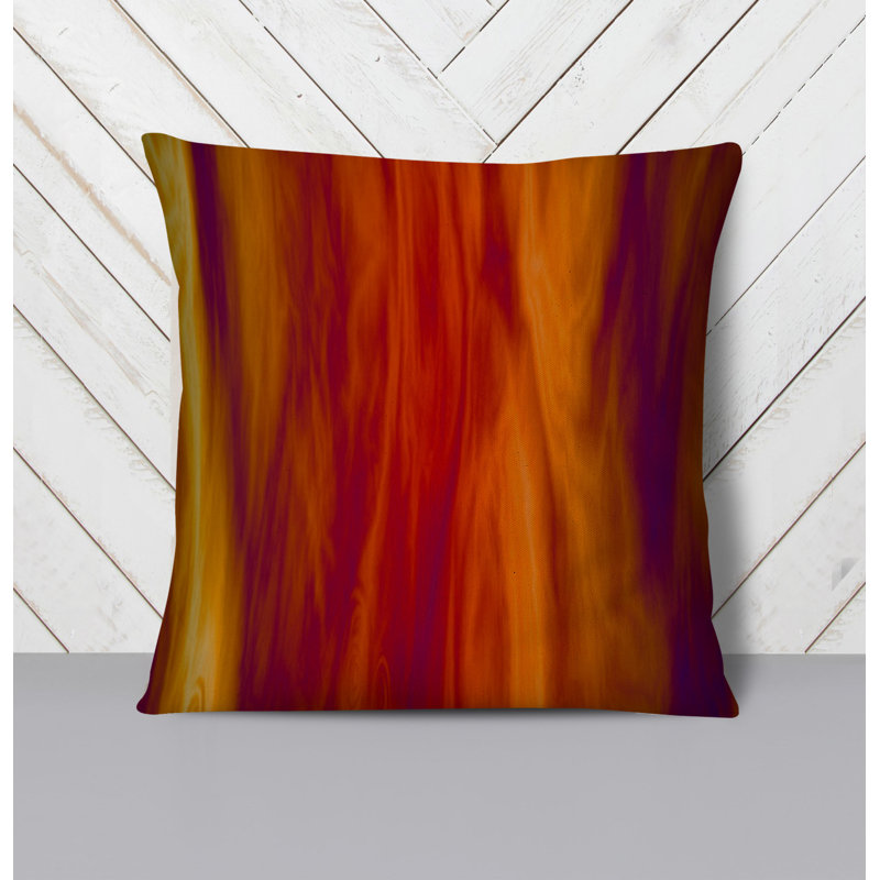 Throw Pillow With Insert, 16"H x 16"W, Red Striped/Abstract 1