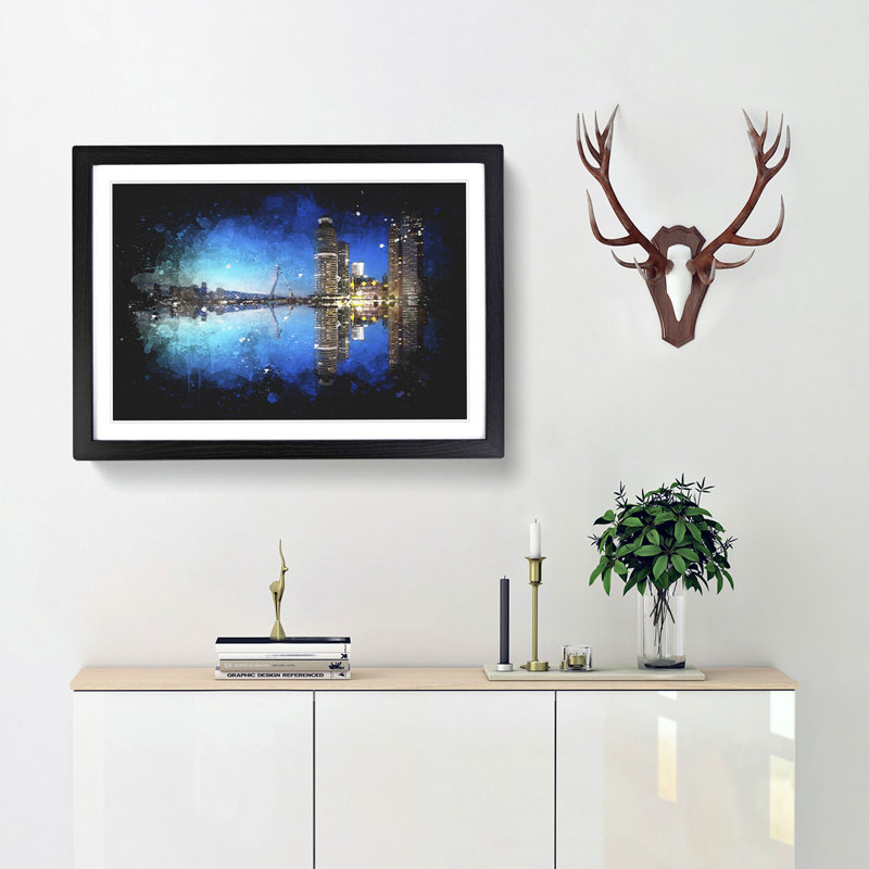Reflection Of The Rotterdam Skyline - Picture Frame Graphic Art, 45cm H x 63cm W x 2cm D, Black Framed