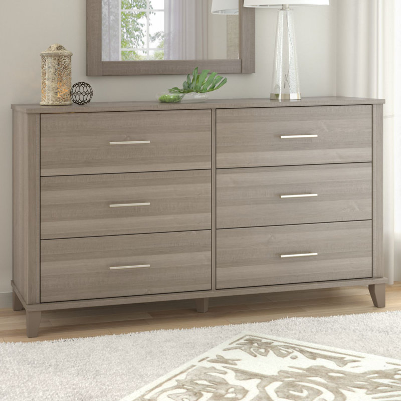 Commode double à 6 tiroirs l 59 po Giovanna, Gris cendré