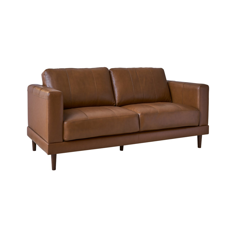 Fulks Upholstered 61'' Loveseat, Tan Genuine Leather, 34'' H X 61'' W X 37'' D