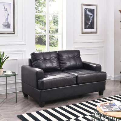 Stylish Transitional Black Loveseat For Two
