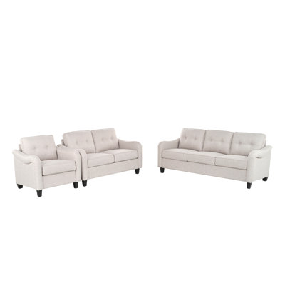 3 Piece Living Room Sofa Sets, Sectional Couch And Loveseat And Armchair Set, Modern 3 Seater Sofa + 2 Seater Couch+ Accent Chair Furniture Set For Apartment