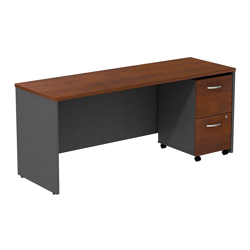 Office 500 Collection Metal Base Credenza Desk, Hansen Cherry