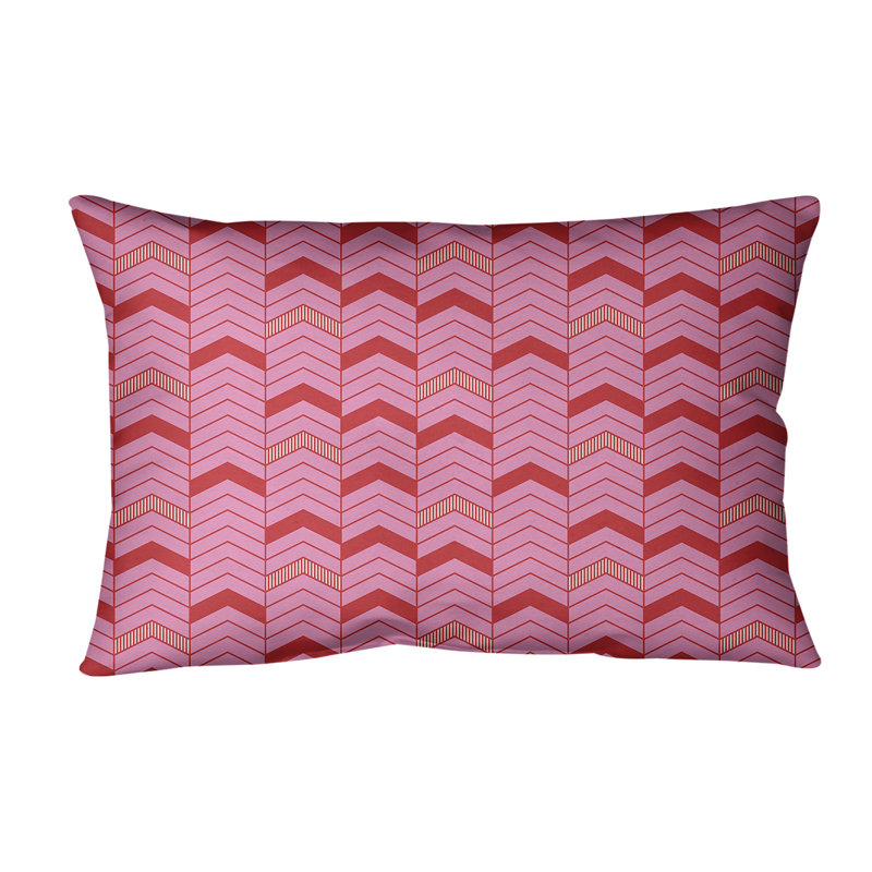 Linen Reversible Throw Pillow, Pink/Dark Red/Light Orange