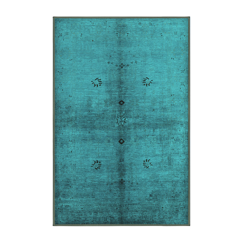Tapis floral en laine / polyester tissé à la machine Desha, Rectangle 2 pi x 3 pi