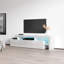 Meuble télé moderne de 73 po avec éclairage DEL Edana, finition brillante et rangement pour médias-470643116