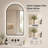 Arched LED Bathroom Vanity Mirror with Black Aluminum Frame Anti Fog Dimmable 3 Color Lighting Time and Temperature Display-1848658314