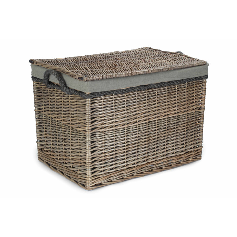 Wicker 23" Storage Hamper with Lining, Antique Wash/Grey Lining