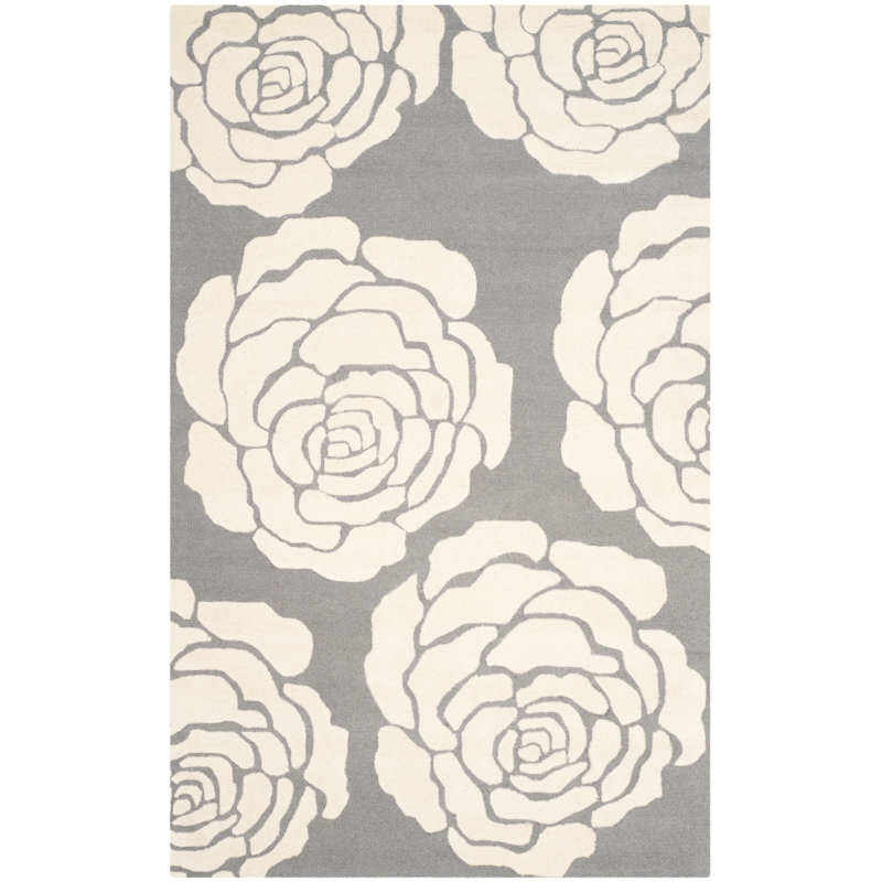 Cannen Hand Tufted Wool Floral Rug, Rectangle 2' x 3'