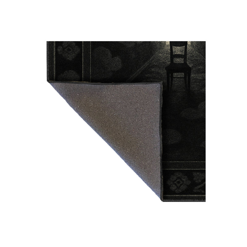 Tapis noir tissé à motif abstrait lavable Mosso, 3'3" x 9'10"