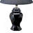 13" Tall Ceramic Table Lamp, Urn-Shaped With Black Finish, Linen Shade
