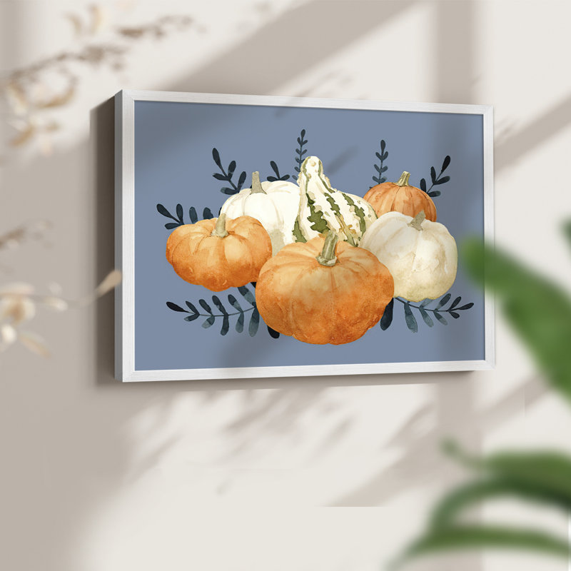 Automne orange et blues II - reproduction encadrée - réversible, H 22 po x l 28 po, Blanc