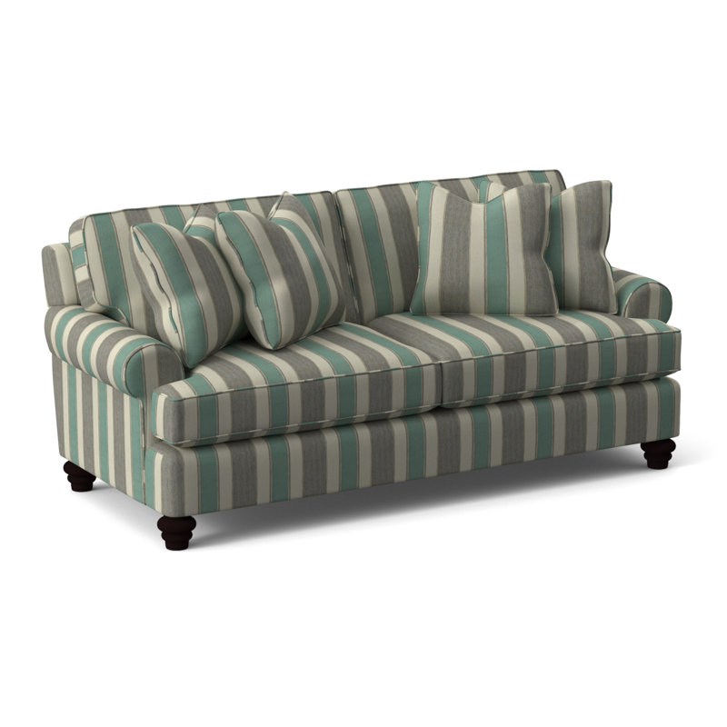 Lowell Upholstered 86'' Sleeper Sofa, Java Finish, Ivory Crypton Performance; 0886-91, Gel Memory Foam Mattress