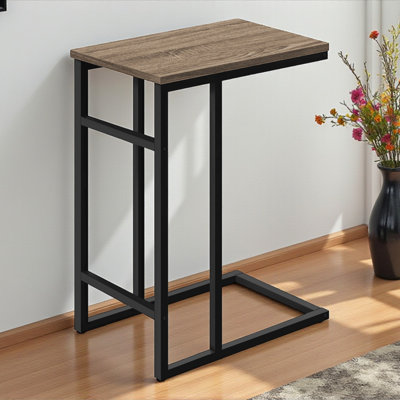 Accent Table, C-shaped, End, Side, Snack, Laminate, Metal