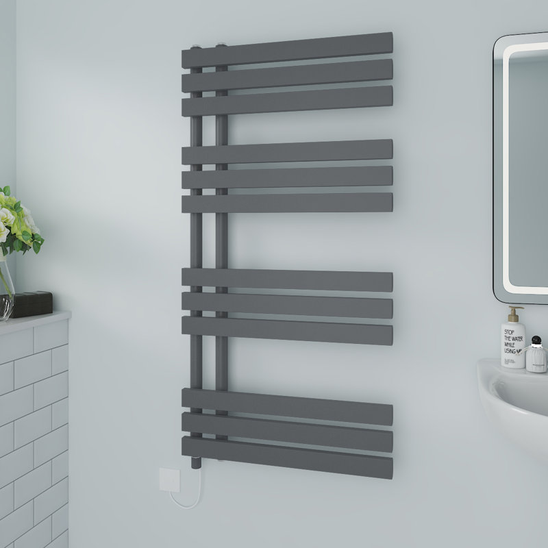 Carralero Designer Towel Rail Heated Towel Rails, 120cm H x 60cm W x 7.35cm D, Anthracite