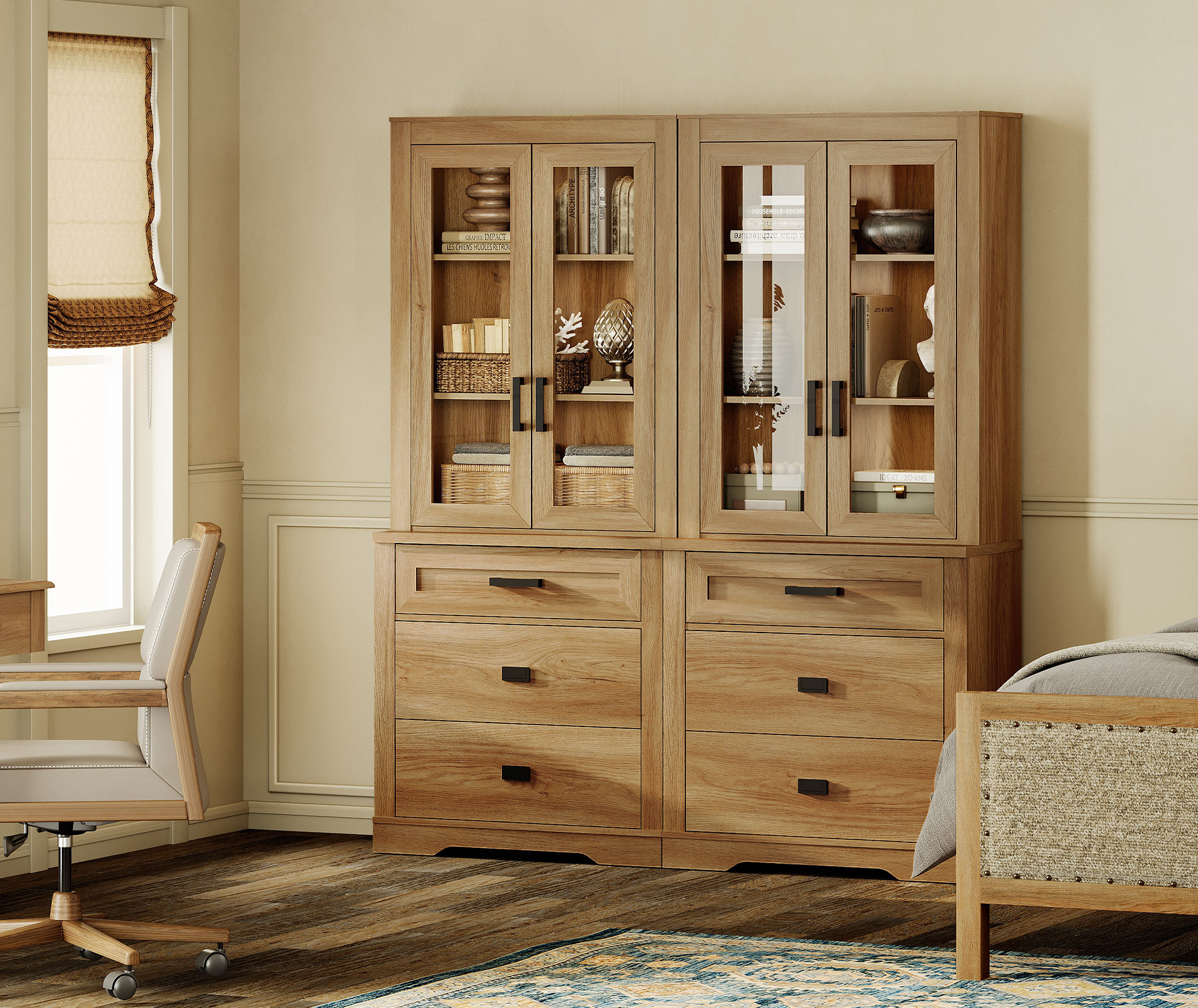 Gracie Oaks Laziza 2 Column 3 Tier Bookcase With Drawer,73.3