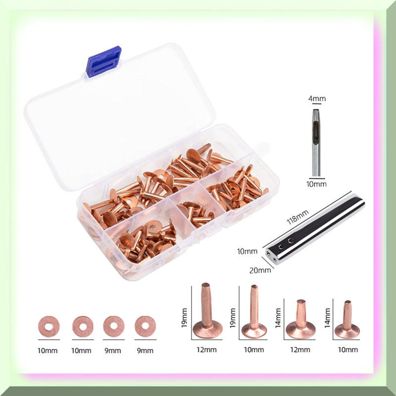 83-Piece Solid Brass Copper Rivet Set for DIY Projects