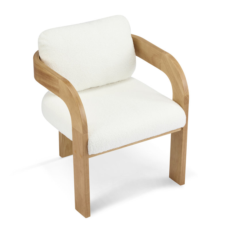 Chaises de salle à manger rembourrées Demars Modern, Naturel, Blanc