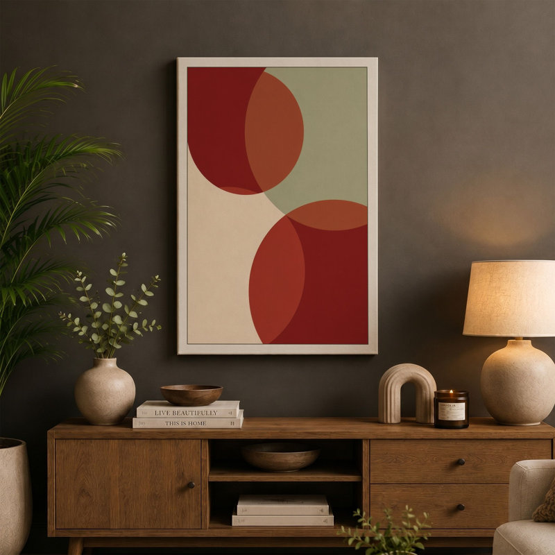 Overlapping Forms Minimalist - Wrapped Canvas, 24x16 - 61.0 x 40.6 cm, Sage Border