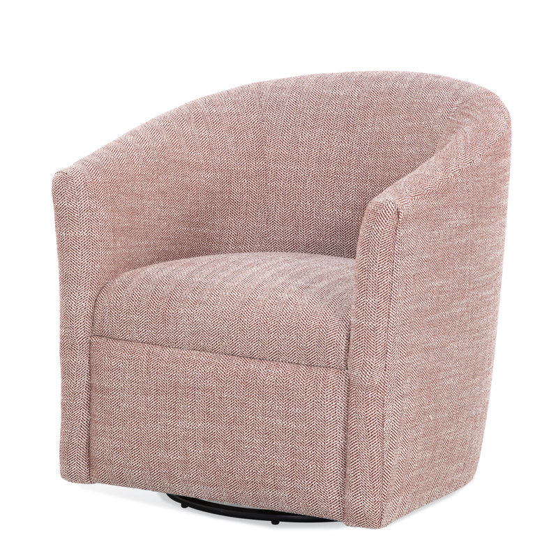 Chaise pivotante rouge, structure en bois massif et contreplaqué, siège en tissu, dossier enveloppant, housse de siège enveloppée