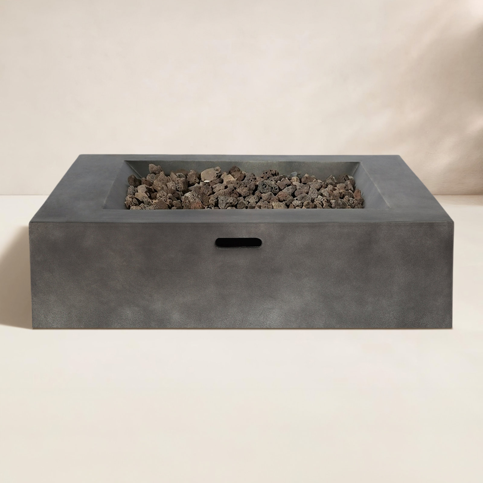 Rashid Fire Pit Table, 12" H x 34" W x 34" D, Charcoal