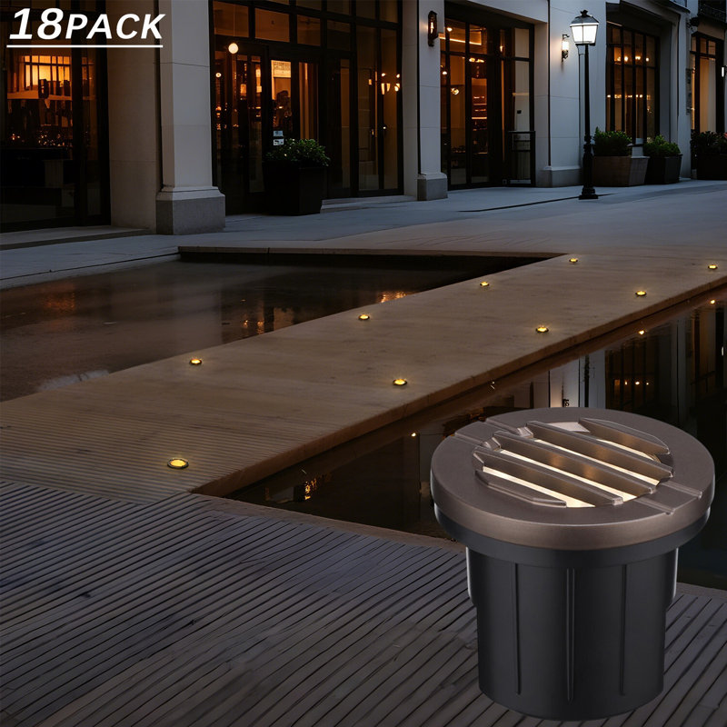 Pozzo Louvered Low Voltage LED Well Light, In-Ground Landscape Uplight for Trees and Garden, Oil Rubbed Bronze